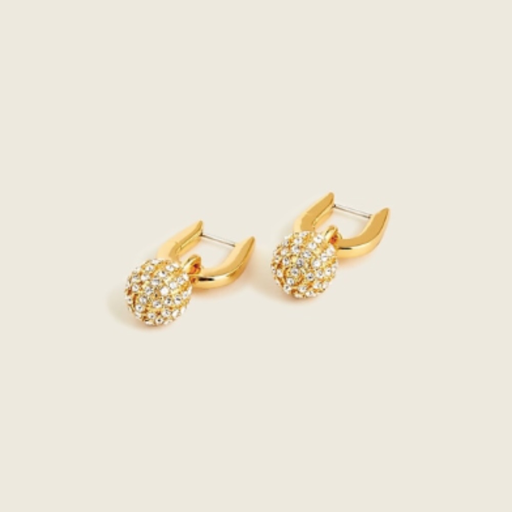 J. Crew Pavé Ball Huggie Hoop Earrings